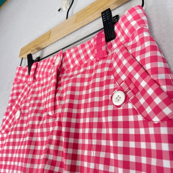 NWOT NIKE Womens M Pink Gingham Dri Fit Golf Skort Performance Inside Pocket - Picture 2 of 11